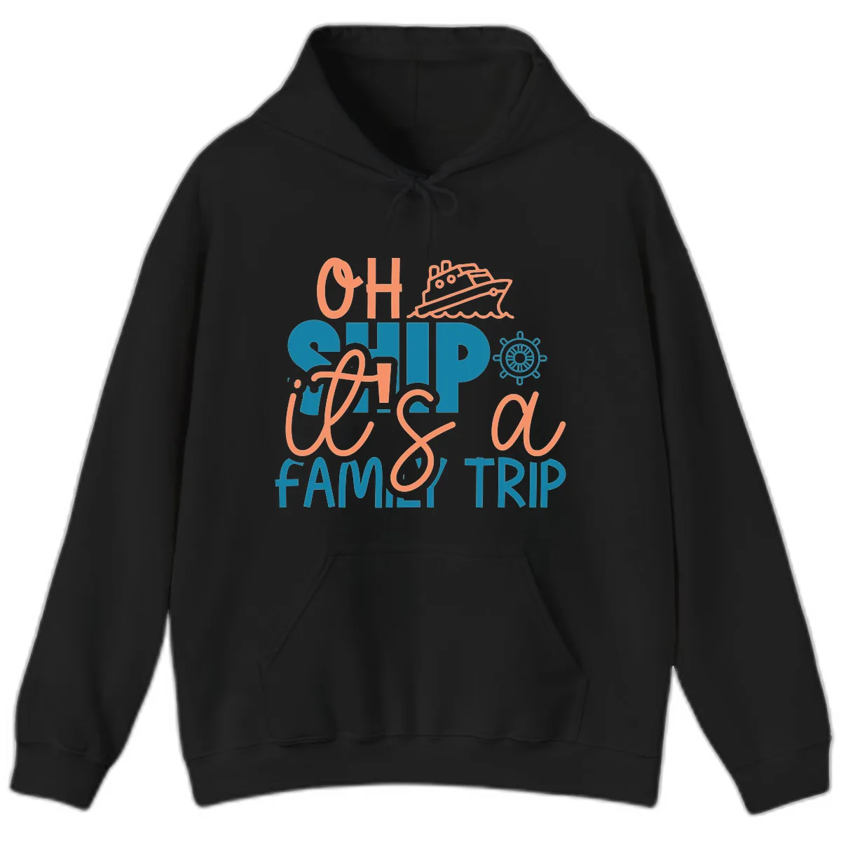 Oh Ship Family Cruise Trip Hoodie in Black