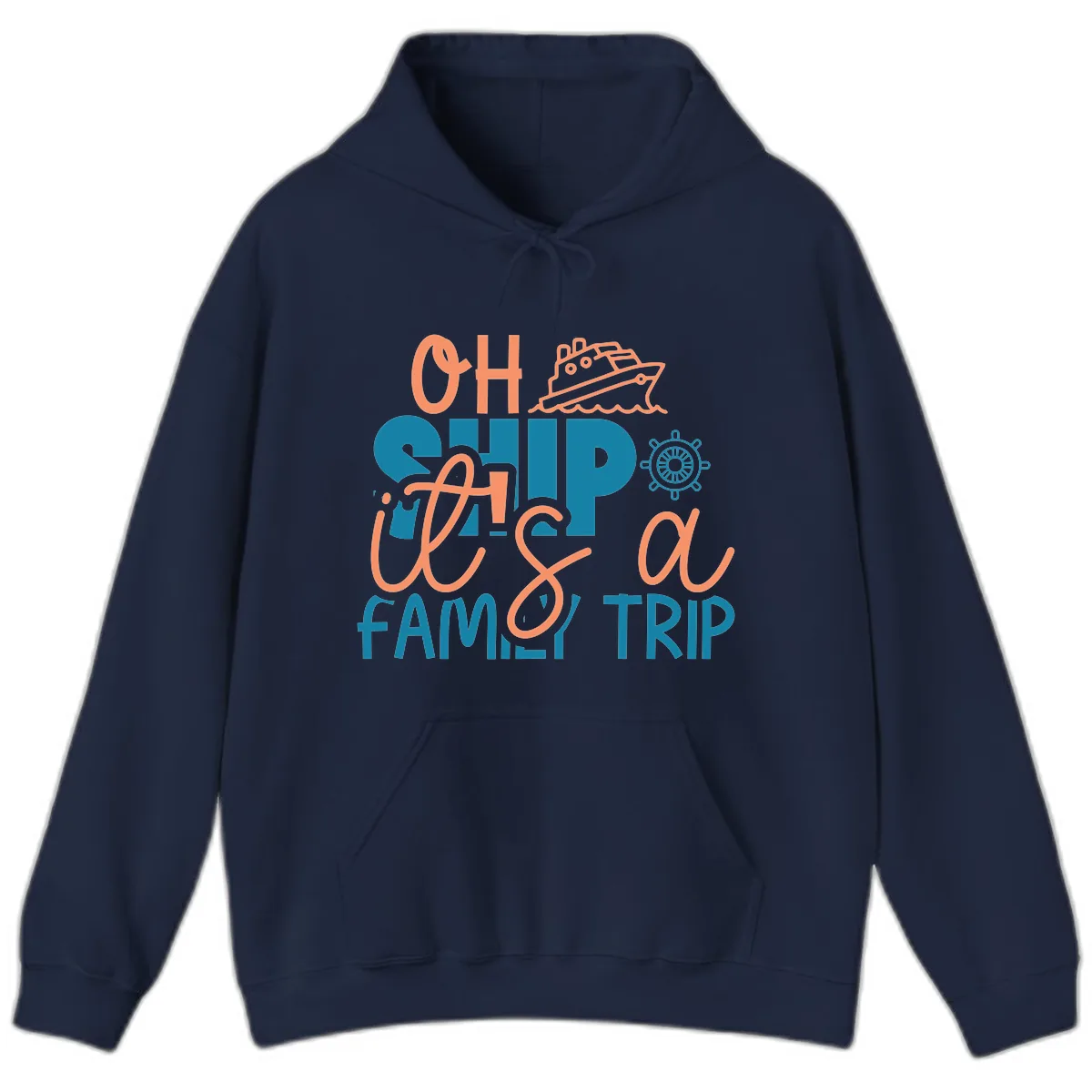 Oh Ship Family Cruise Trip Hoodie in Navy