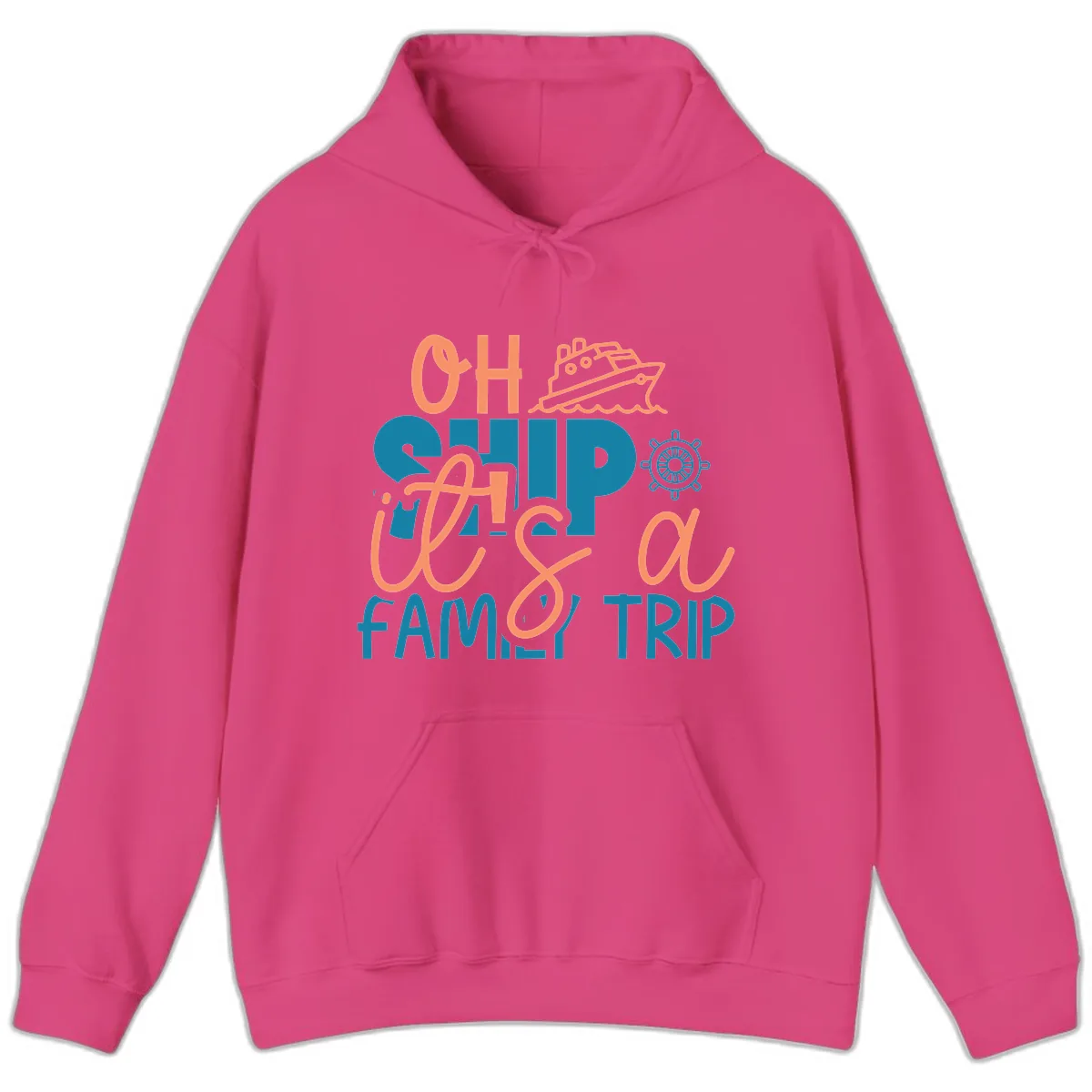 Oh Ship Family Cruise Trip Hoodie in Heliconia