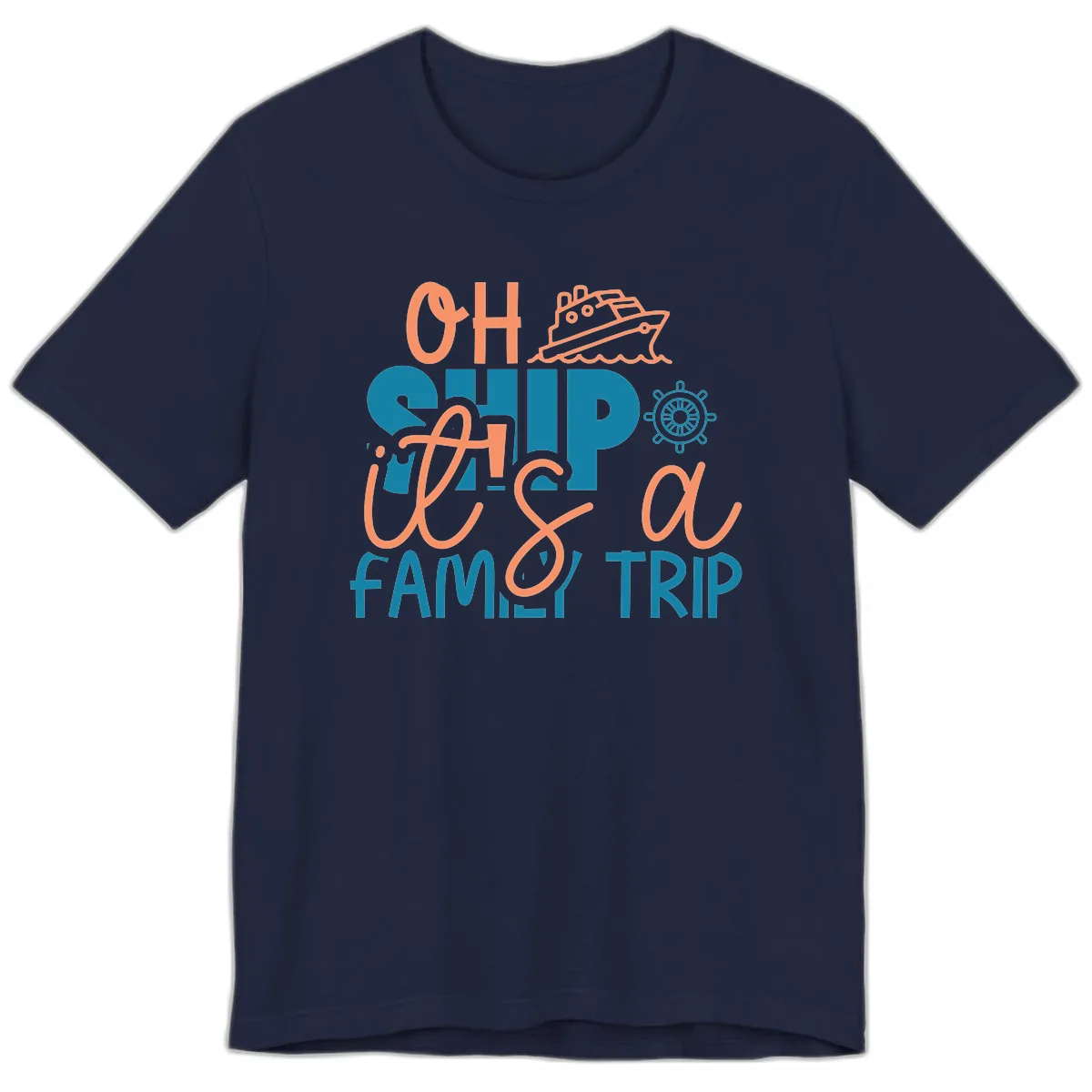 Oh Ship Family Cruise Trip Premium T-Shirt in Navy