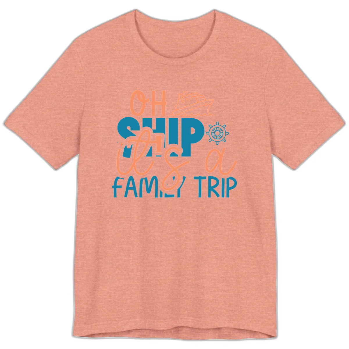 Oh Ship Family Cruise Trip Premium T-Shirt in Heather Sunset
