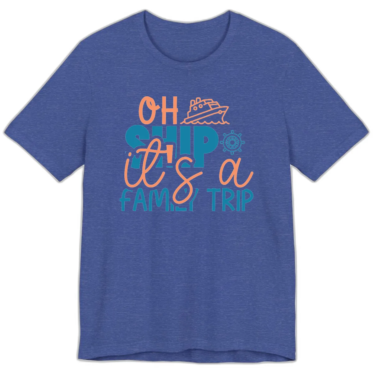 Oh Ship Family Cruise Trip Premium T-Shirt in Heather True Royal