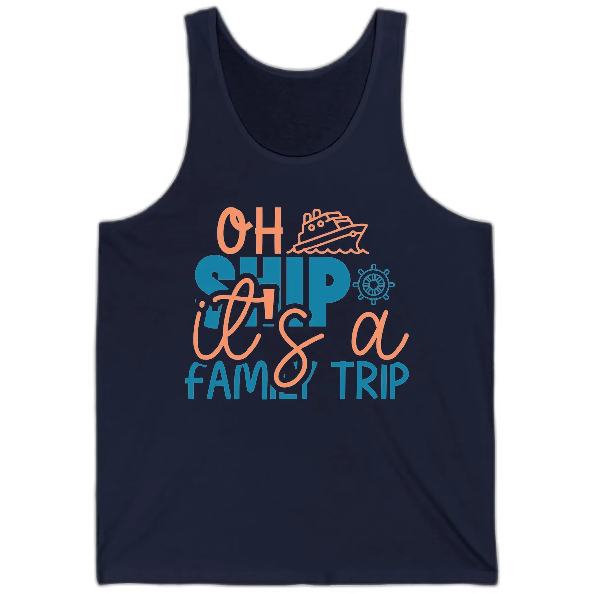 Oh Ship Family Cruise Trip Tank in Navy