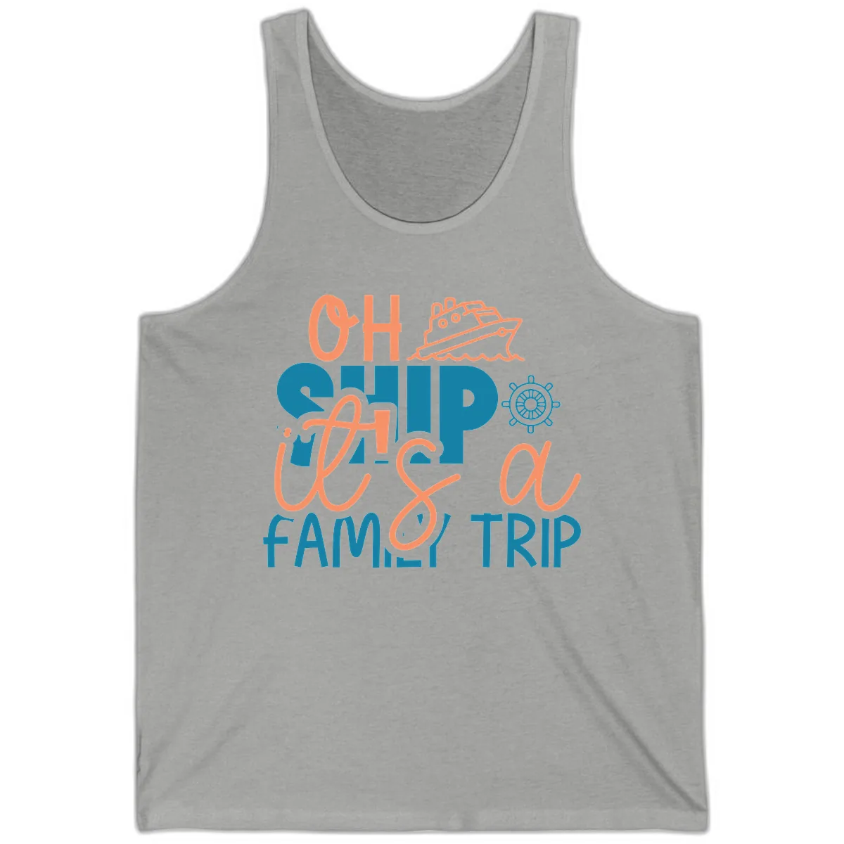 Oh Ship Family Cruise Trip Tank in Athletic Heather