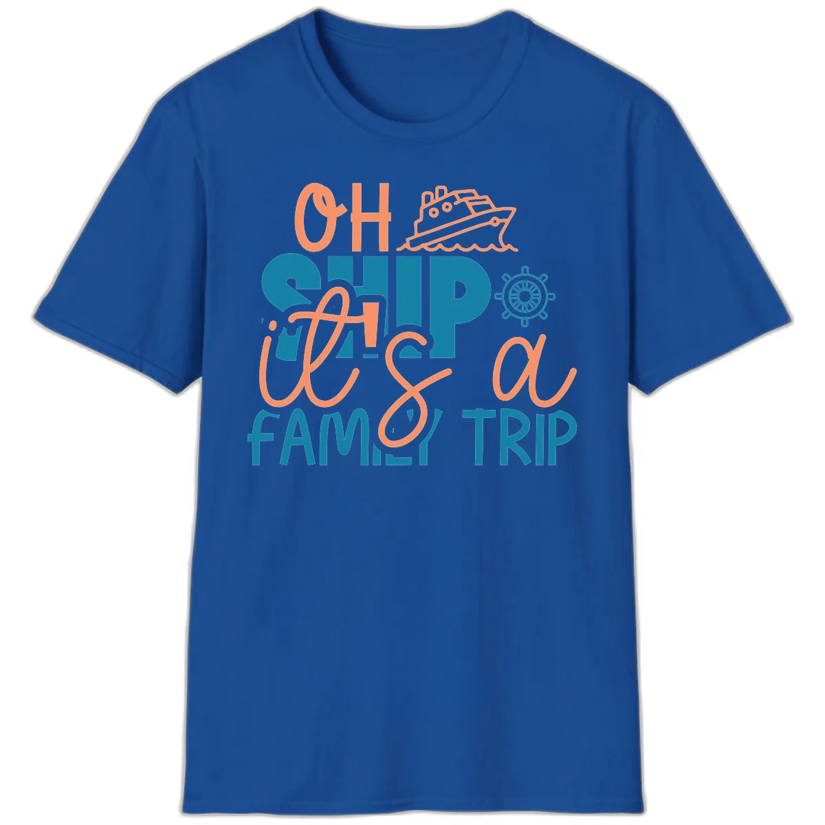 Oh Ship Family Cruise Trip T-Shirt in Royal