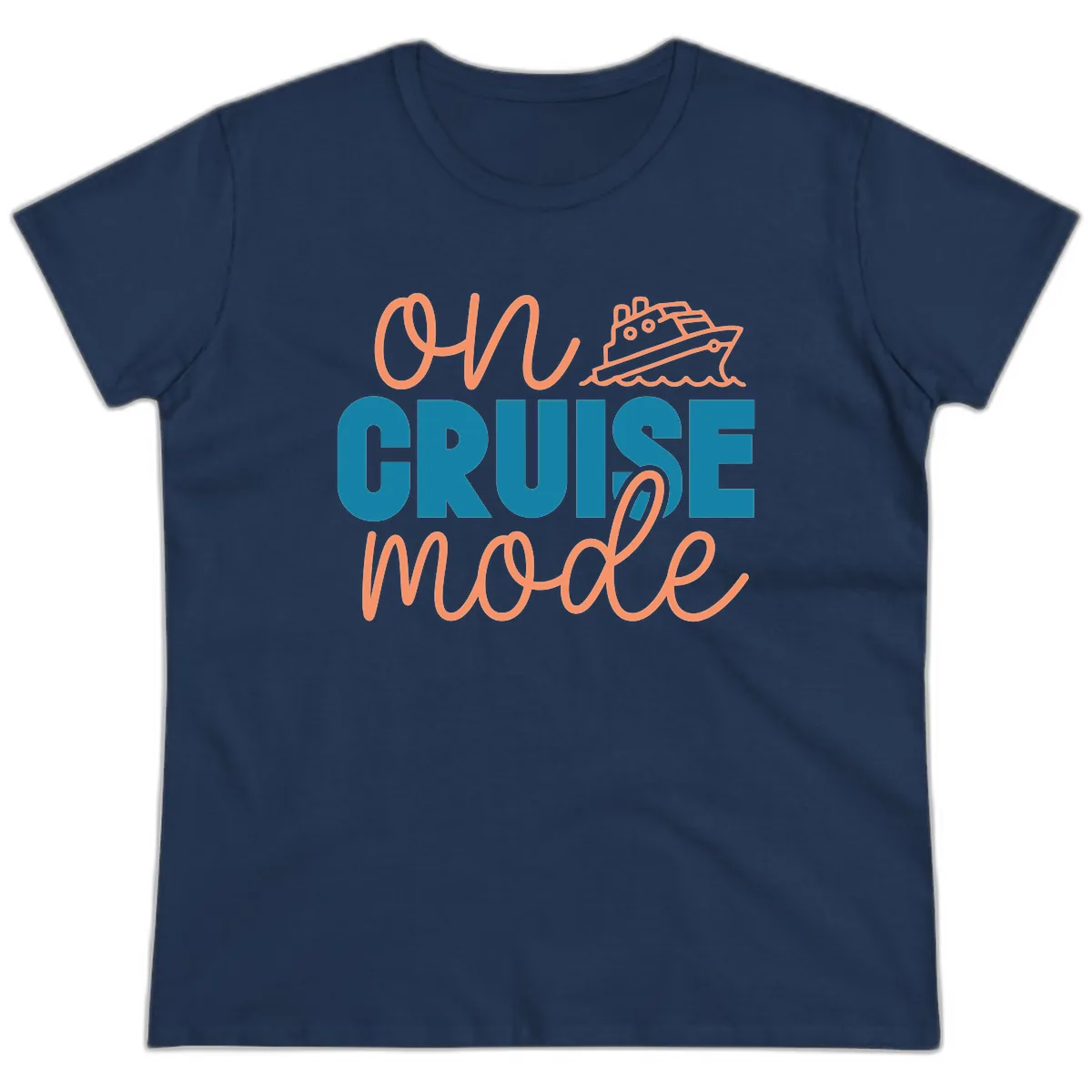 Ahoy Cruise Mode Ladies Tee in Navy