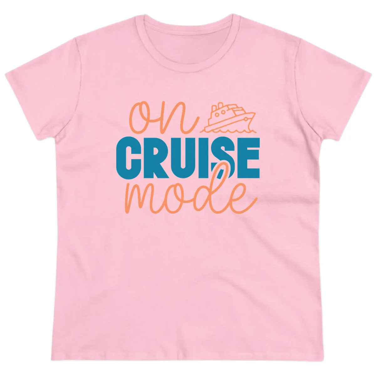 Ahoy Cruise Mode Ladies Tee in Light Pink