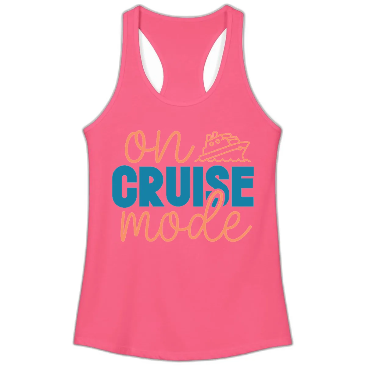 Ahoy Cruise Mode Ladies Tank in Solid Hot Pink