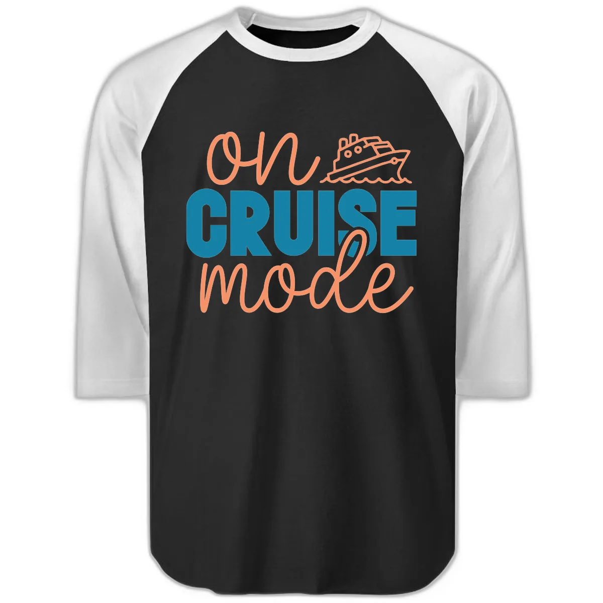 Ahoy Cruise Mode Raglan 3/4 in Black White