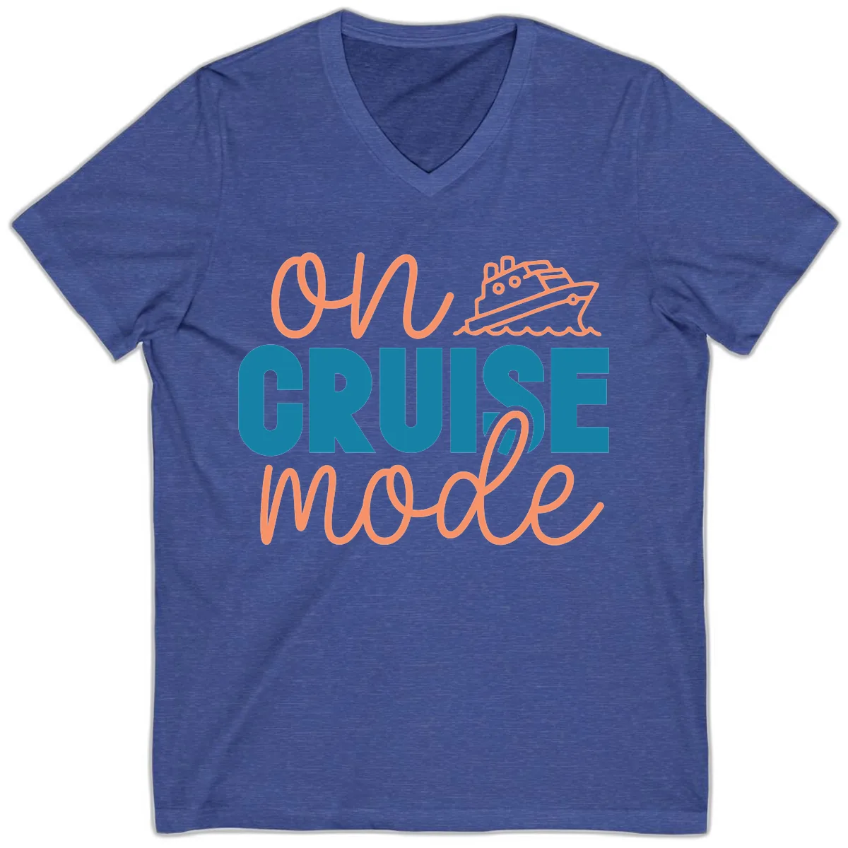 Ahoy Cruise Mode V-Neck in Heather True Royal