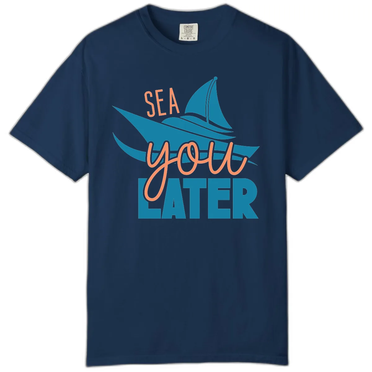 Sea You Later Sailboat Comfort Color in Navy
