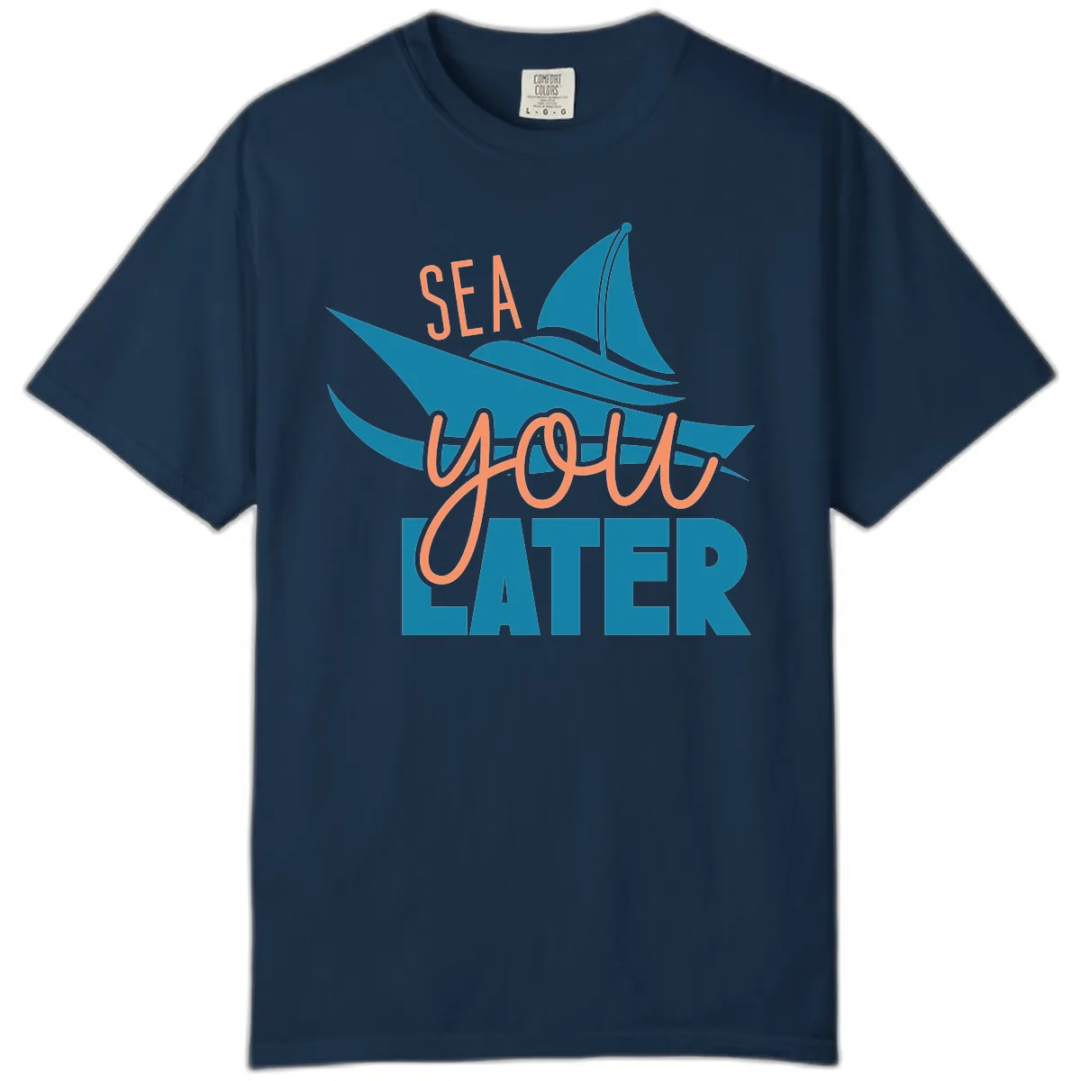 Sea You Later Sailboat Comfort Color in True Navy