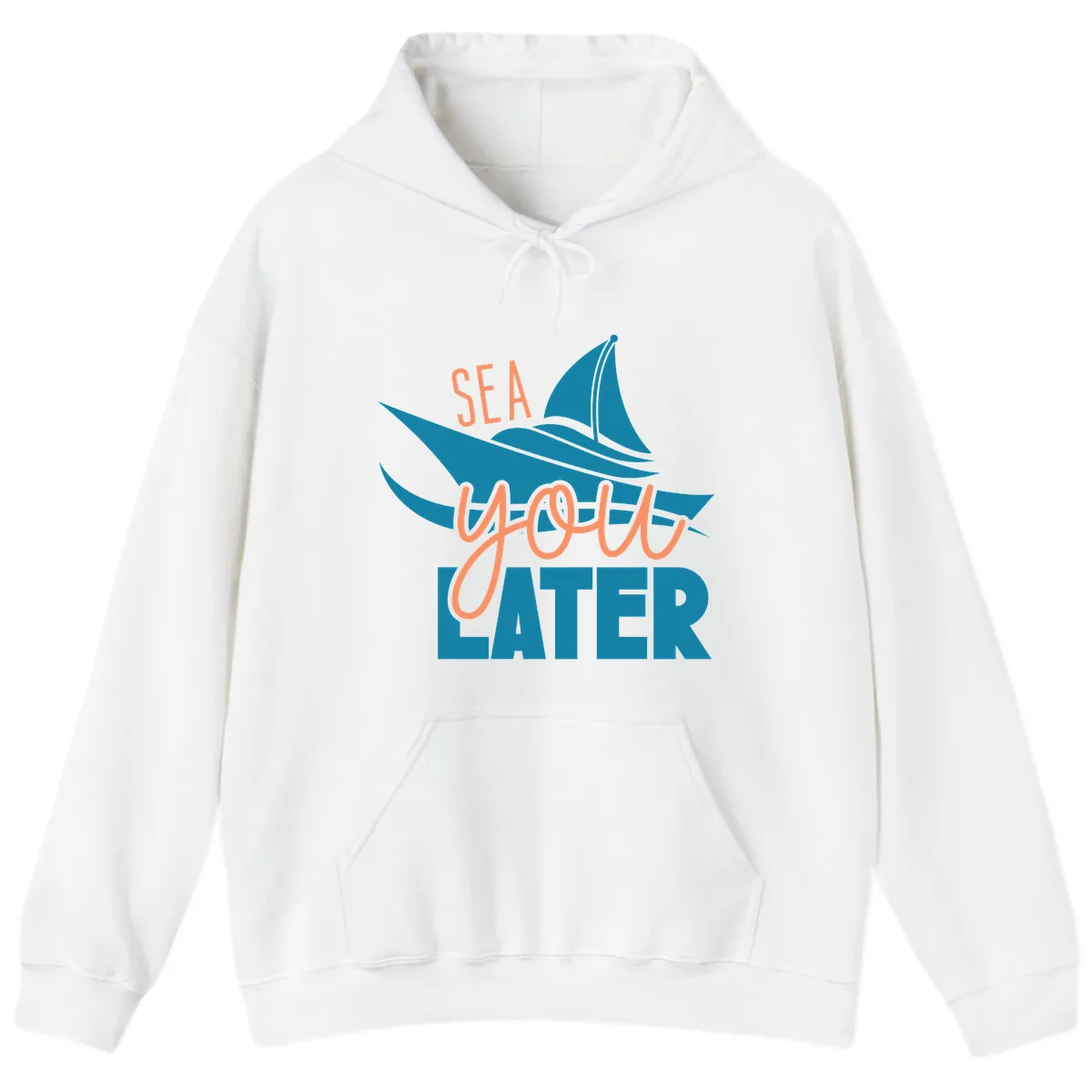 Sea You Later Sailboat Hoodie in White