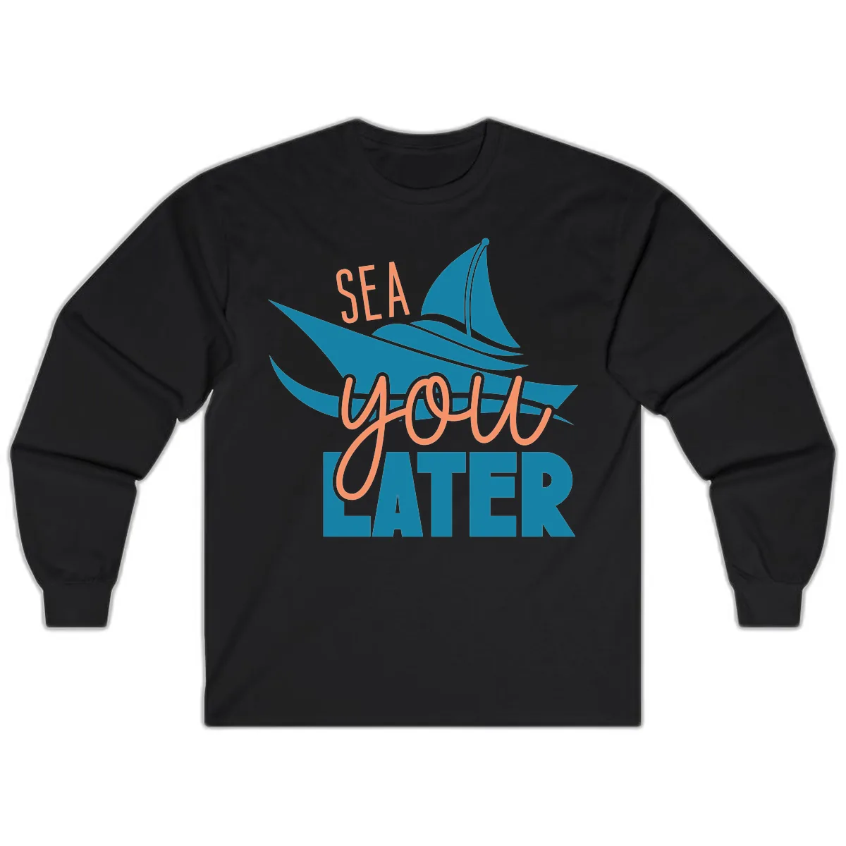 Sea You Later Sailboat Long Sleeve in Black