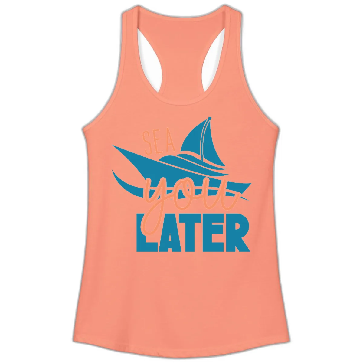 Sea You Later Sailboat Ladies Tank in Solid Light Orange