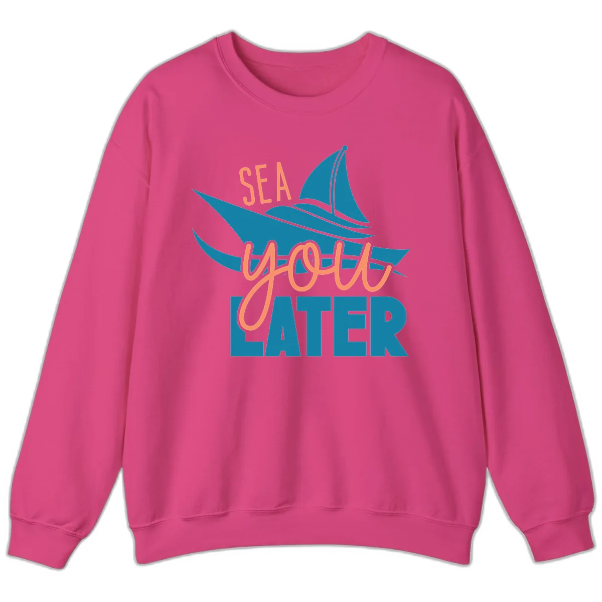 Sea You Later Sailboat Sweatshirt in Heliconia