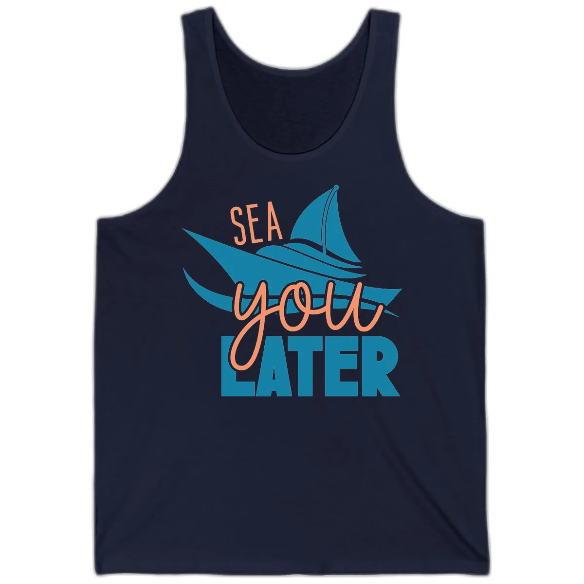 Sea You Later Sailboat Tank in Navy