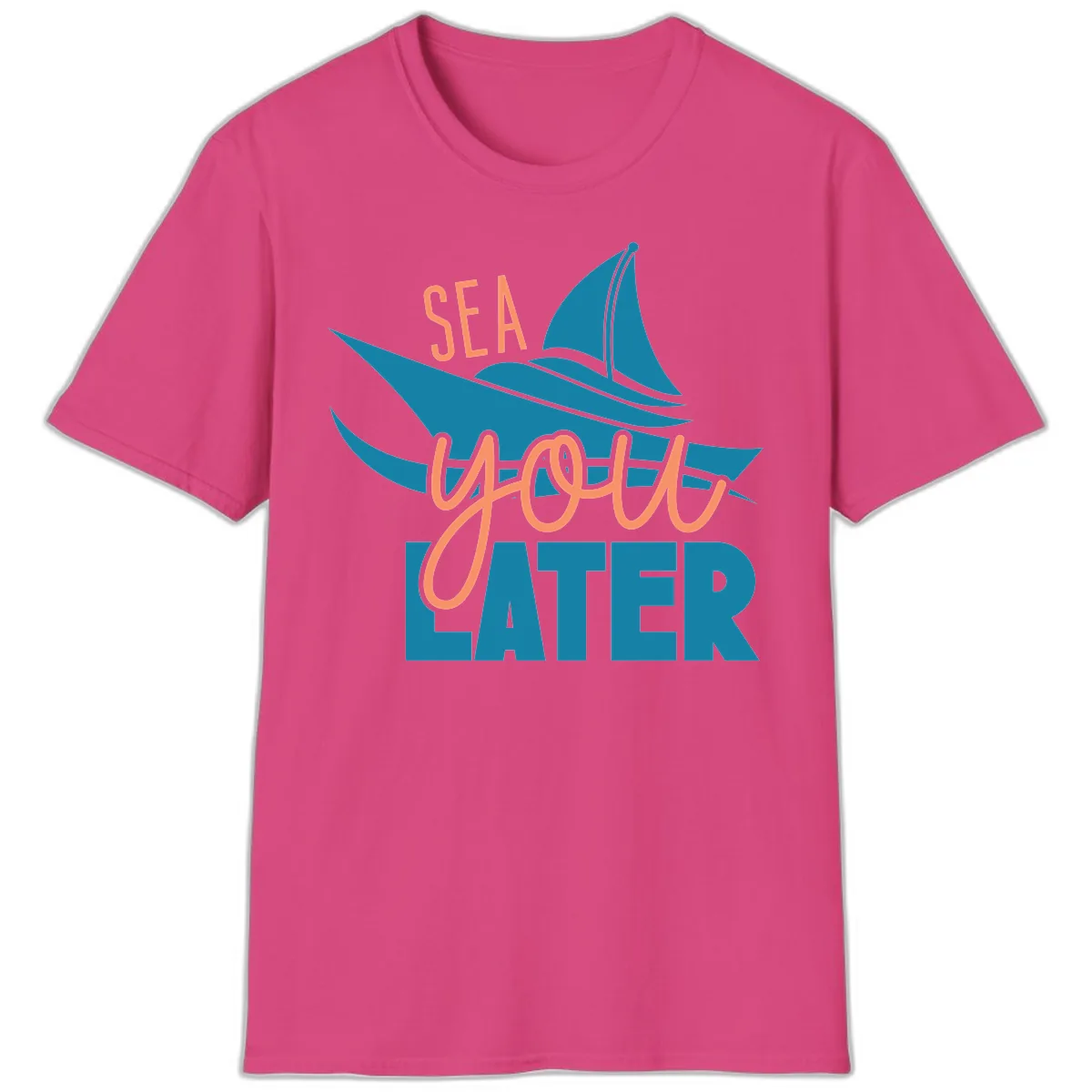 Sea You Later Sailboat T-Shirt in Heliconia