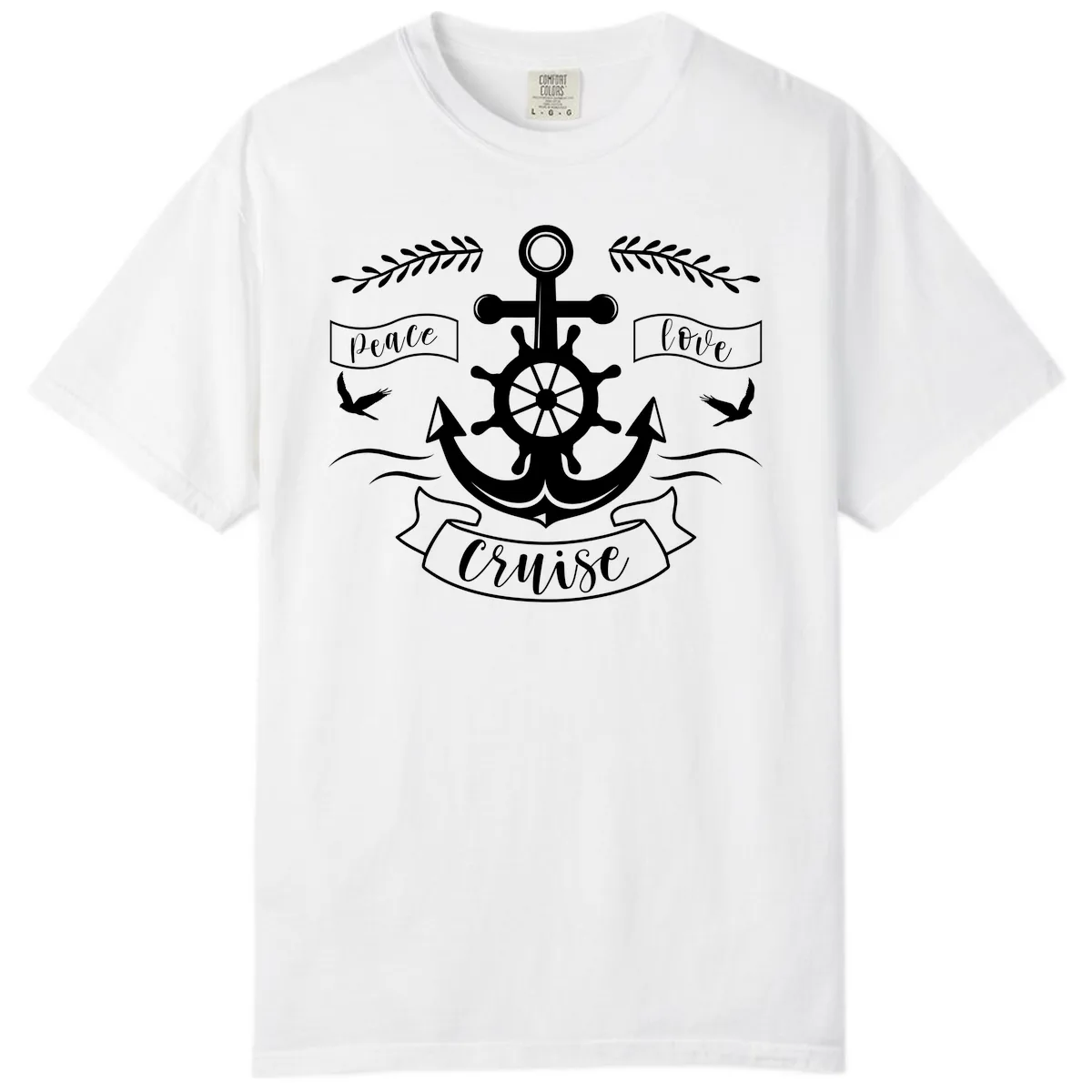 Peace Love Cruise Anchor Comfort Color in White