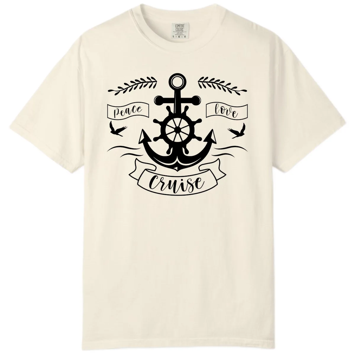Peace Love Cruise Anchor Comfort Color in Ivory