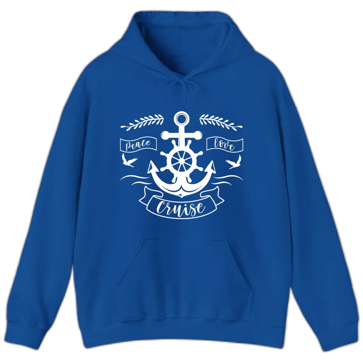Peace Love Cruise Anchor Hoodie in Royal