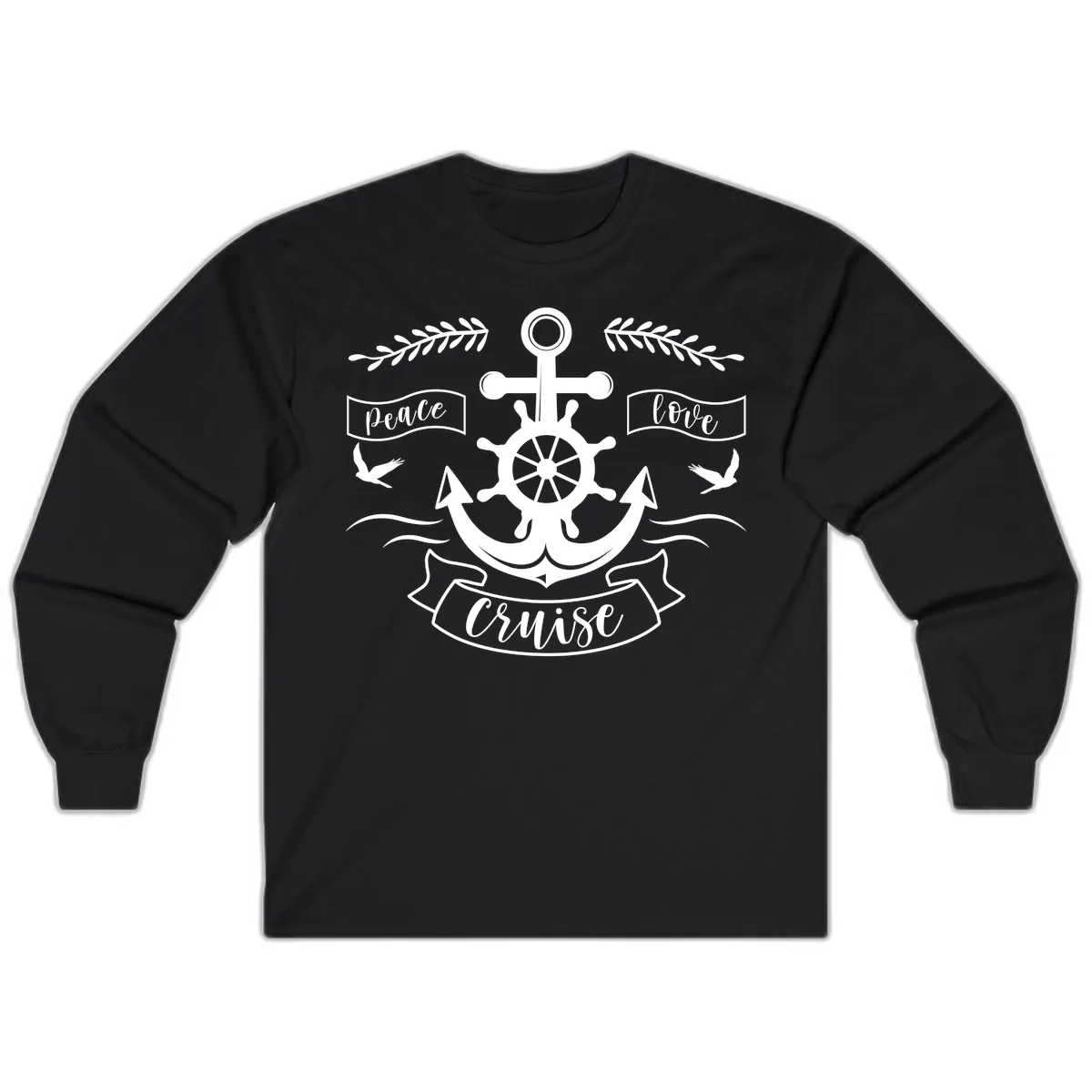 Peace Love Cruise Anchor Long Sleeve in Black