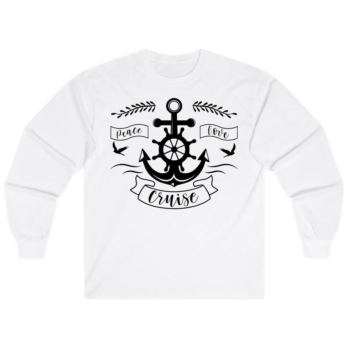 Peace Love Cruise Anchor Long Sleeve in White