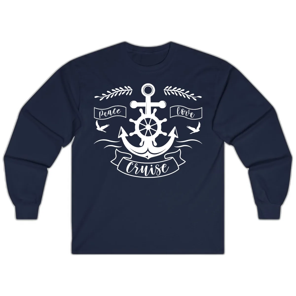 Peace Love Cruise Anchor Long Sleeve in Navy