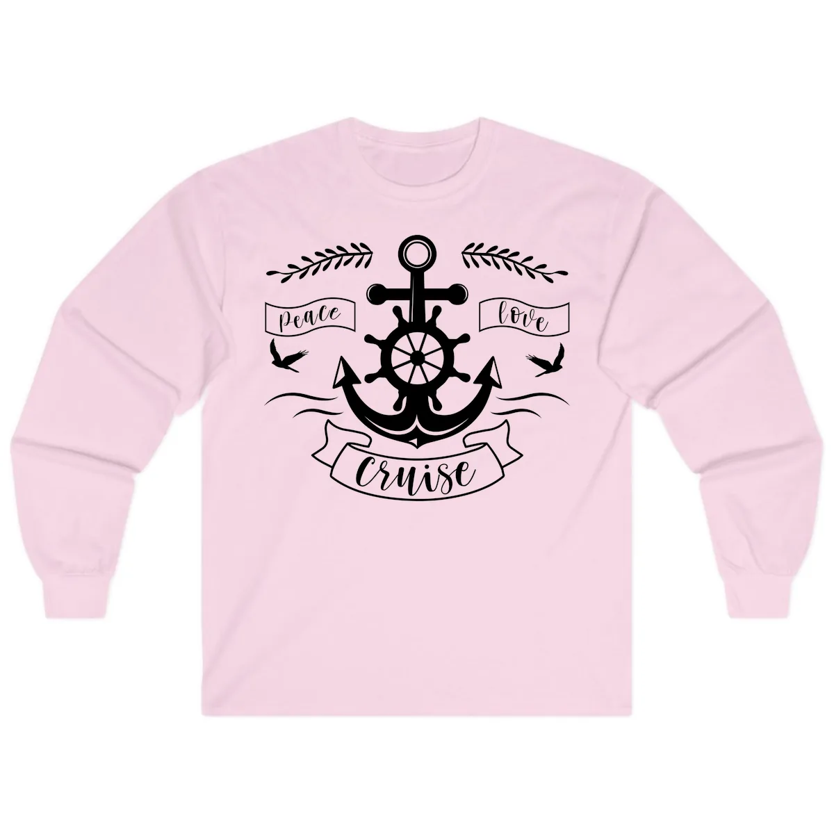 Peace Love Cruise Anchor Long Sleeve in Light Pink