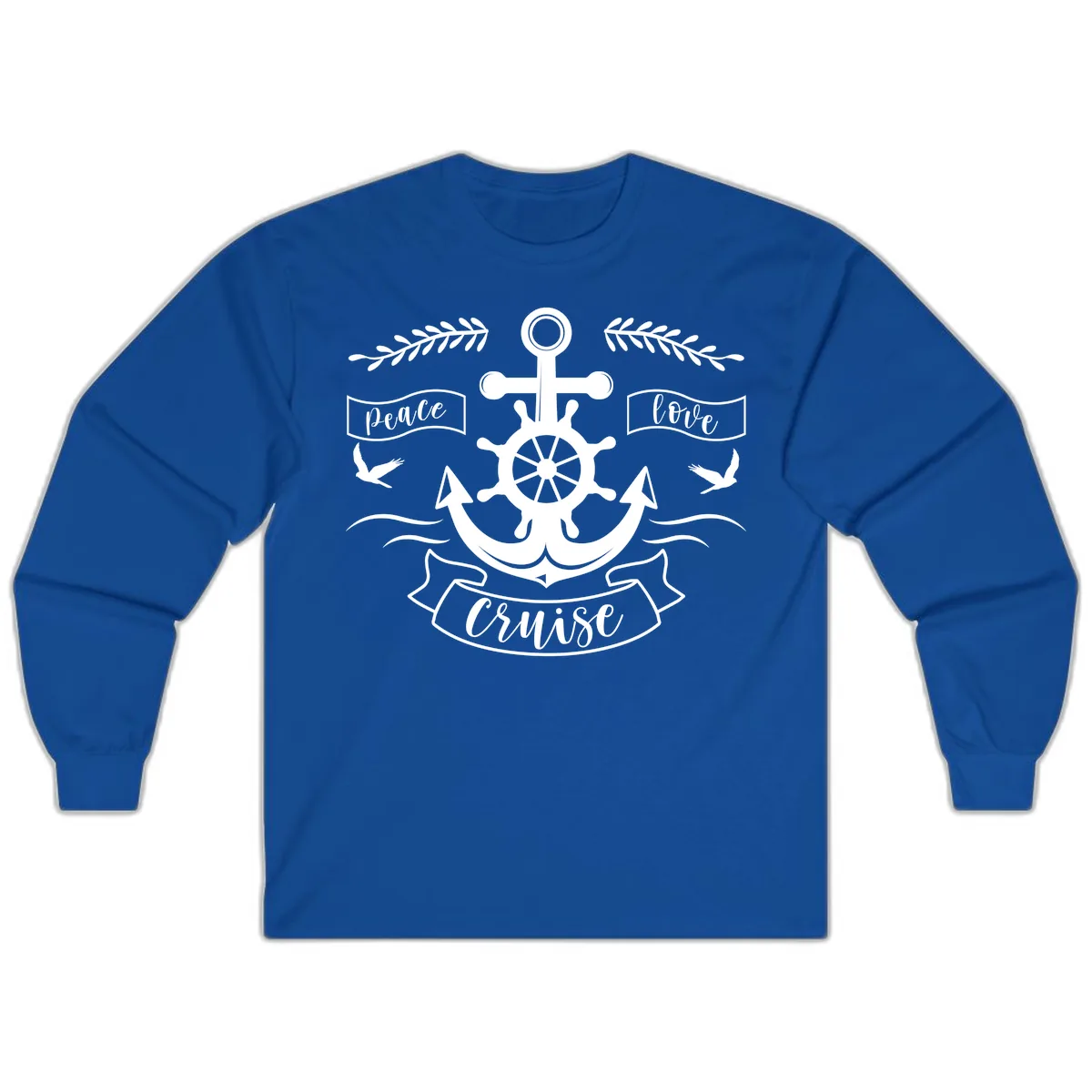Peace Love Cruise Anchor Long Sleeve in Royal