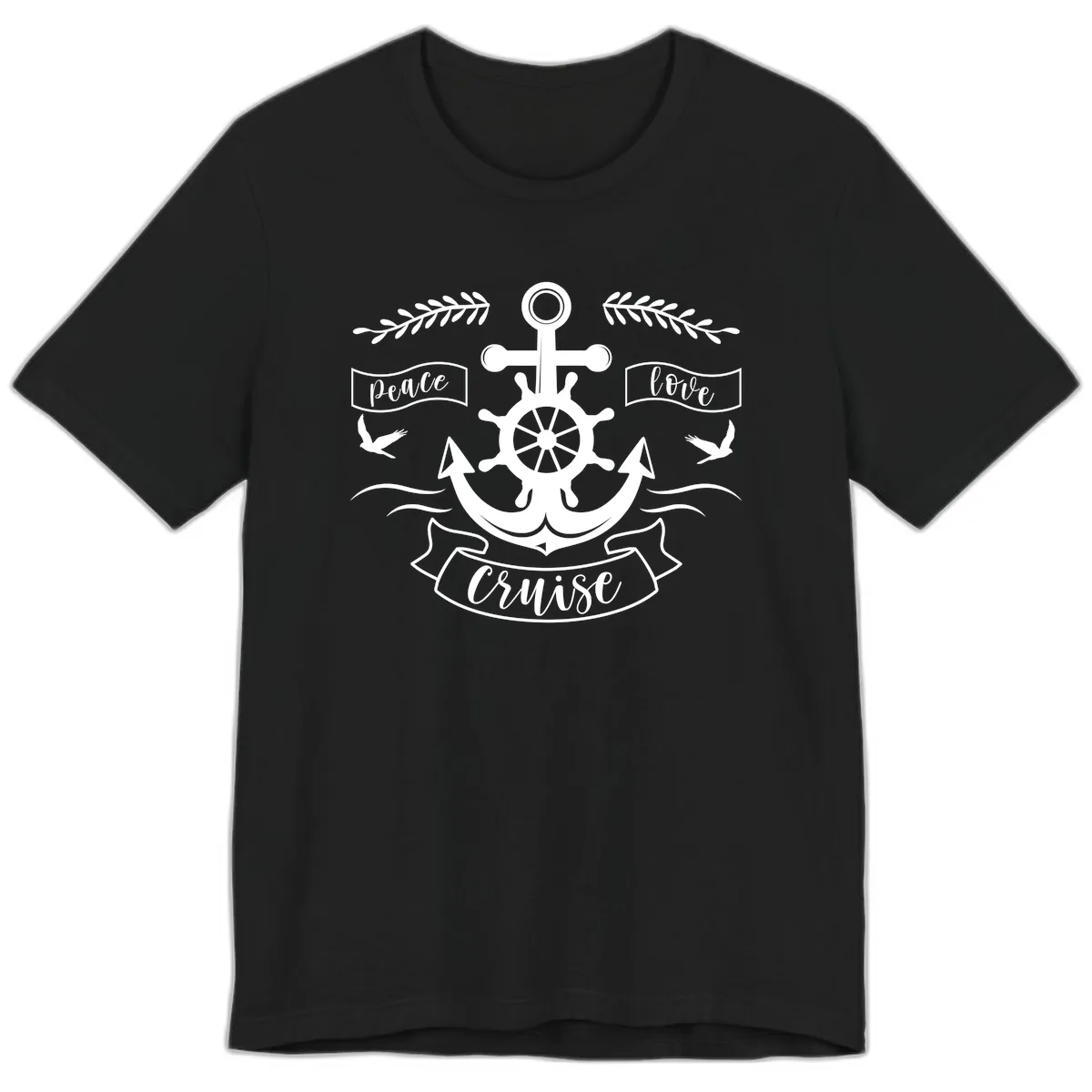 Peace Love Cruise Anchor Premium T-Shirt in Black