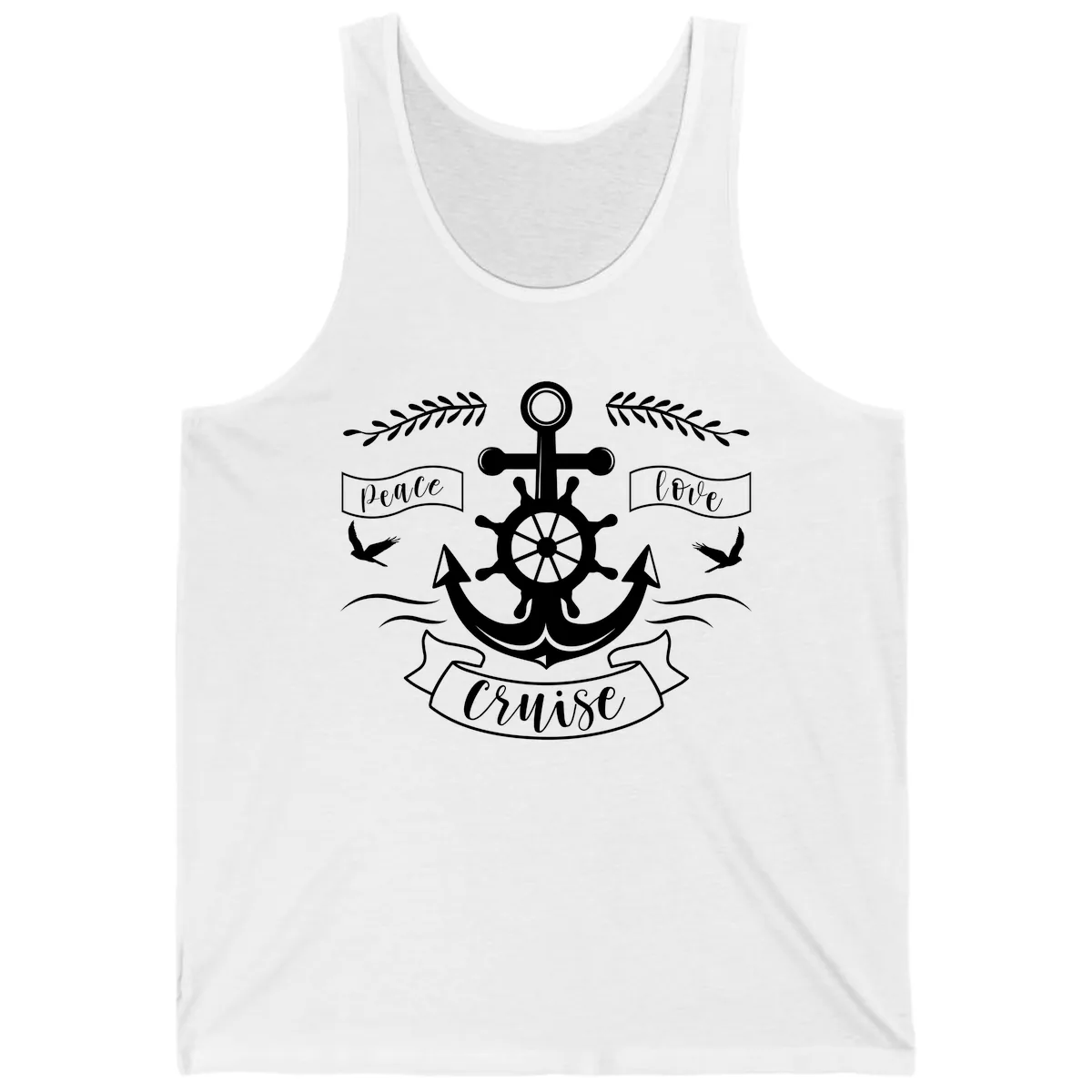 Peace Love Cruise Anchor Tank in White