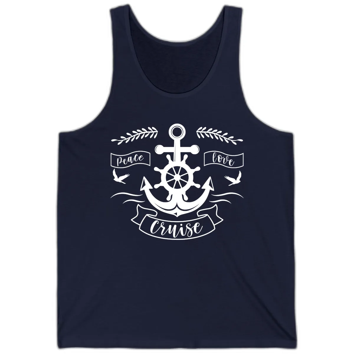 Peace Love Cruise Anchor Tank in Navy