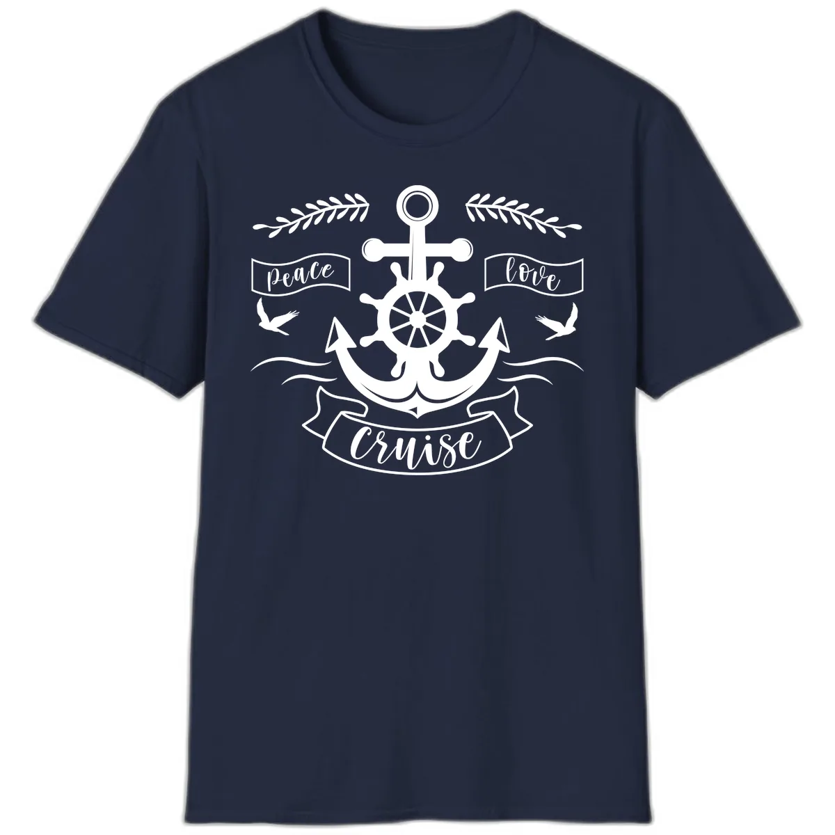 Peace Love Cruise Anchor T-Shirt in Navy