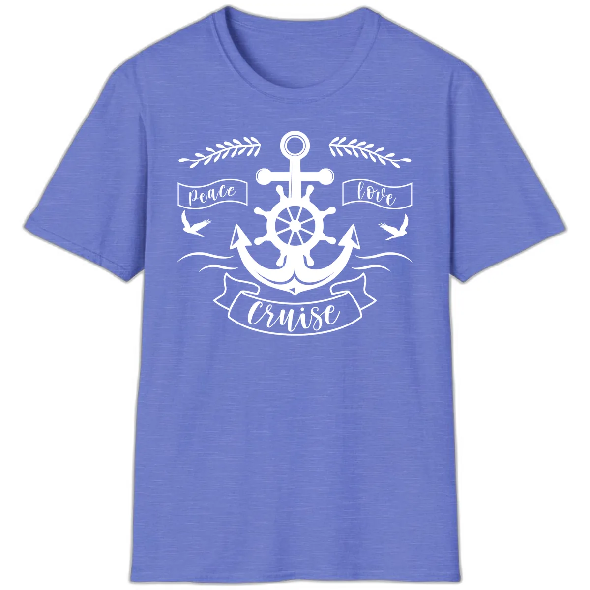 Peace Love Cruise Anchor T-Shirt in Heather Royal
