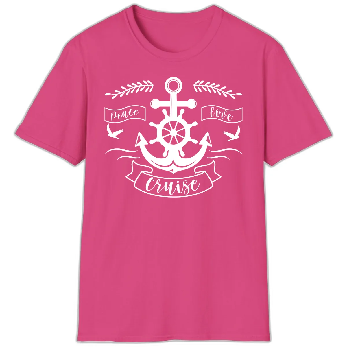 Peace Love Cruise Anchor T-Shirt in Heliconia