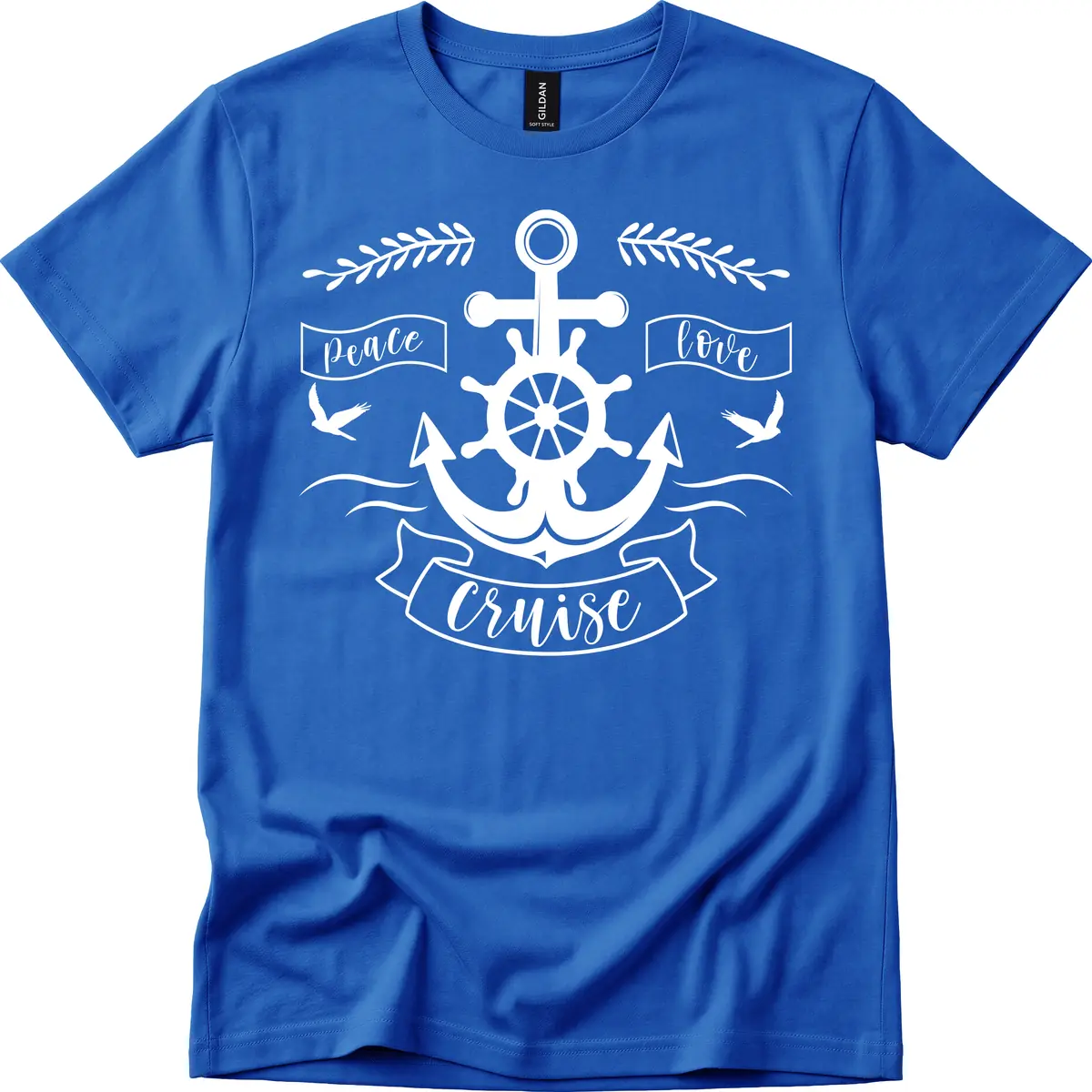 Peace Love Cruise Anchor T-Shirt in Royal