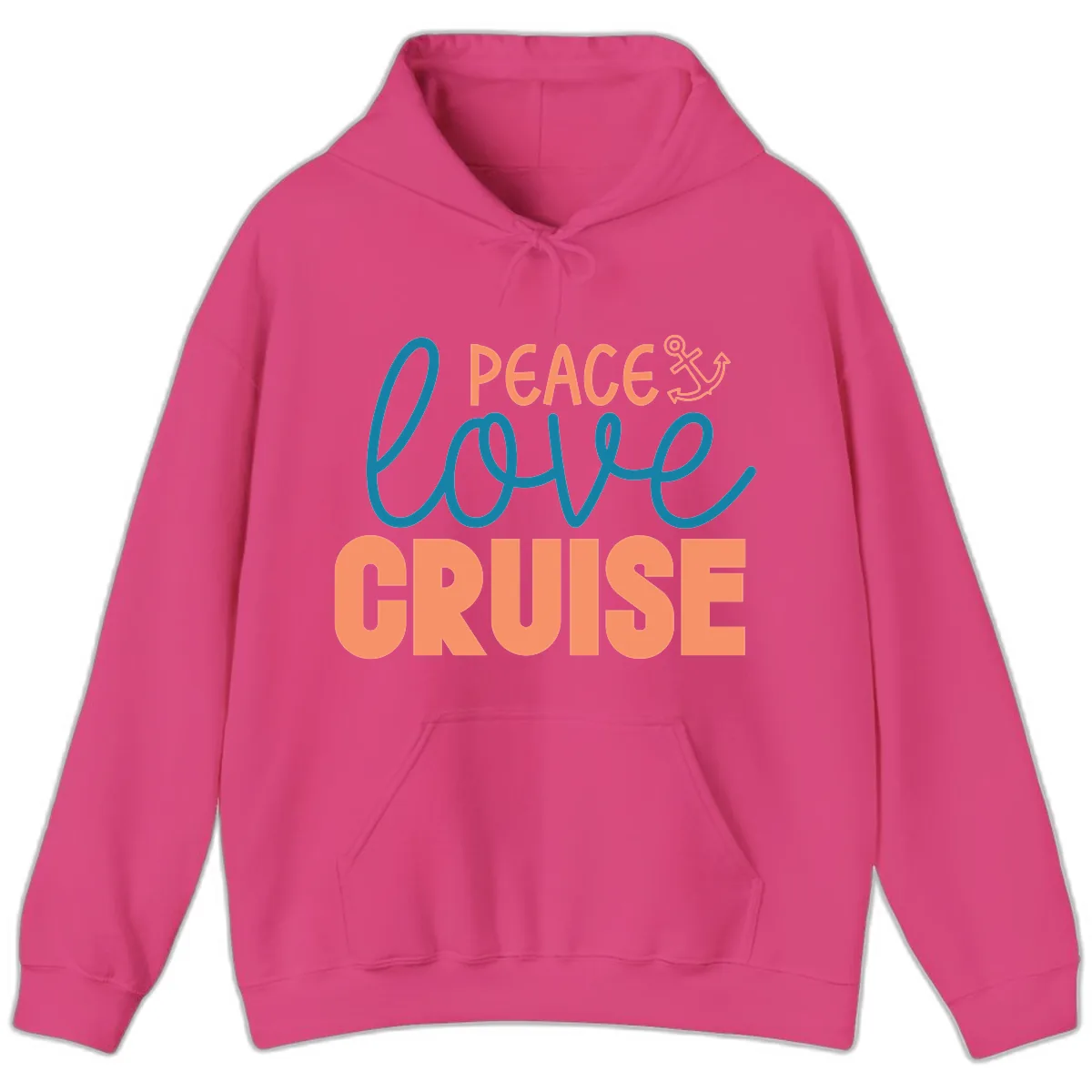 Peace Love Cruise Hoodie in Heliconia