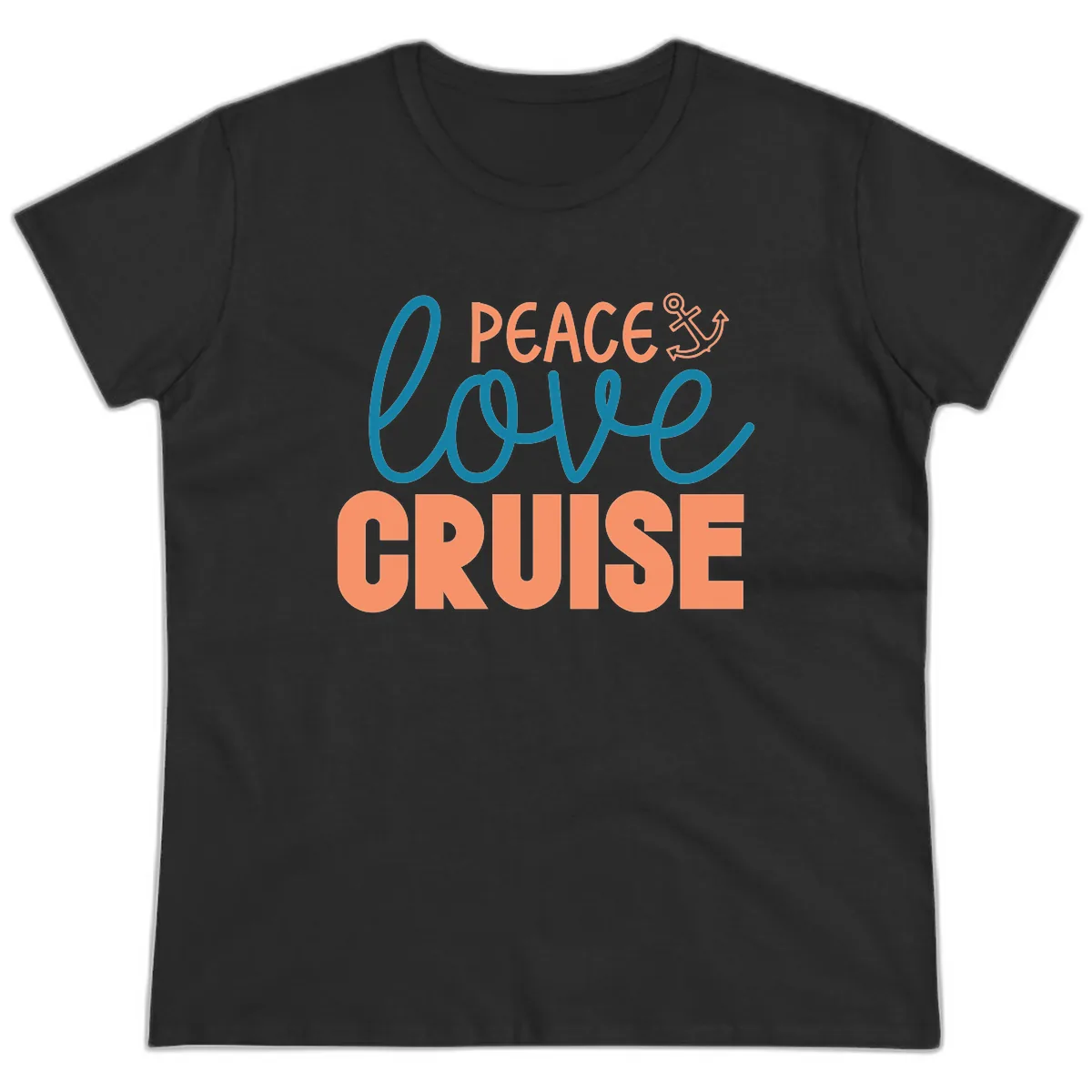 Peace Love Cruise Ladies Tee in Black