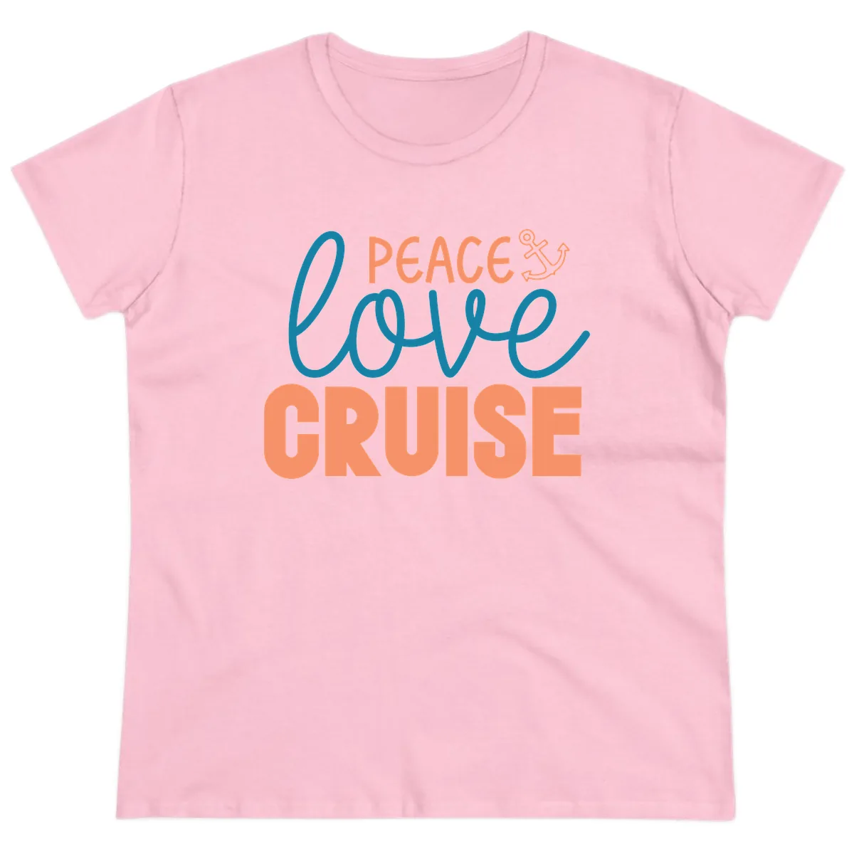 Peace Love Cruise Ladies Tee in Light Pink