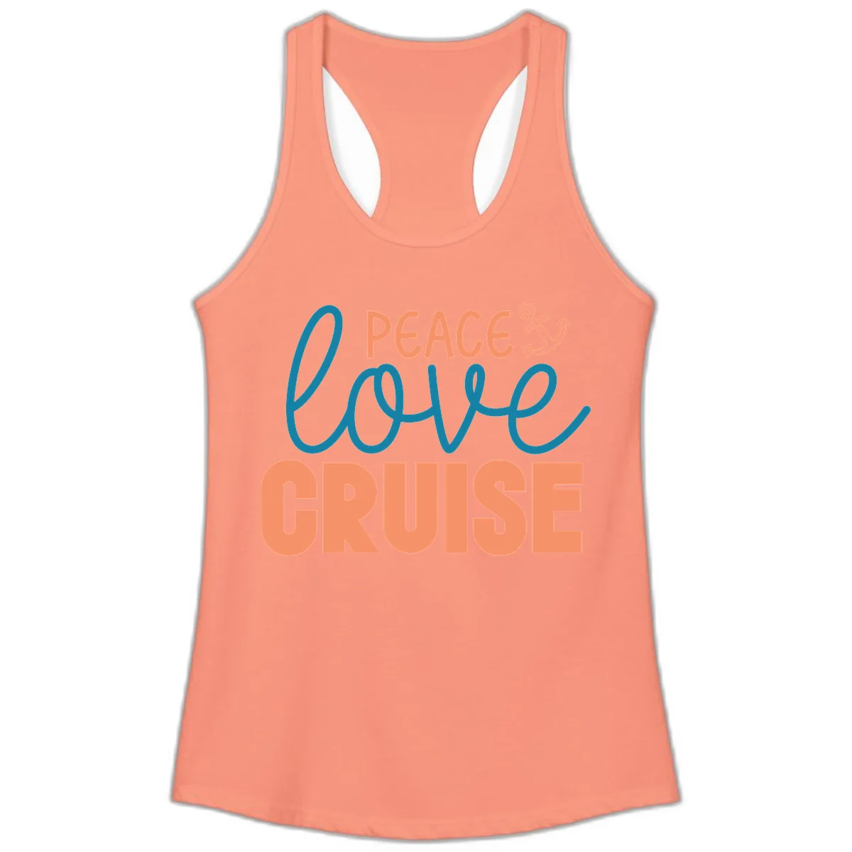 Peace Love Cruise Ladies Tank in Solid Light Orange