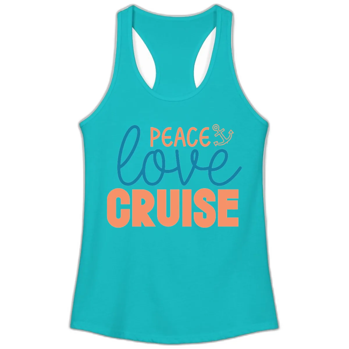 Peace Love Cruise Ladies Tank in Tahiti Blue