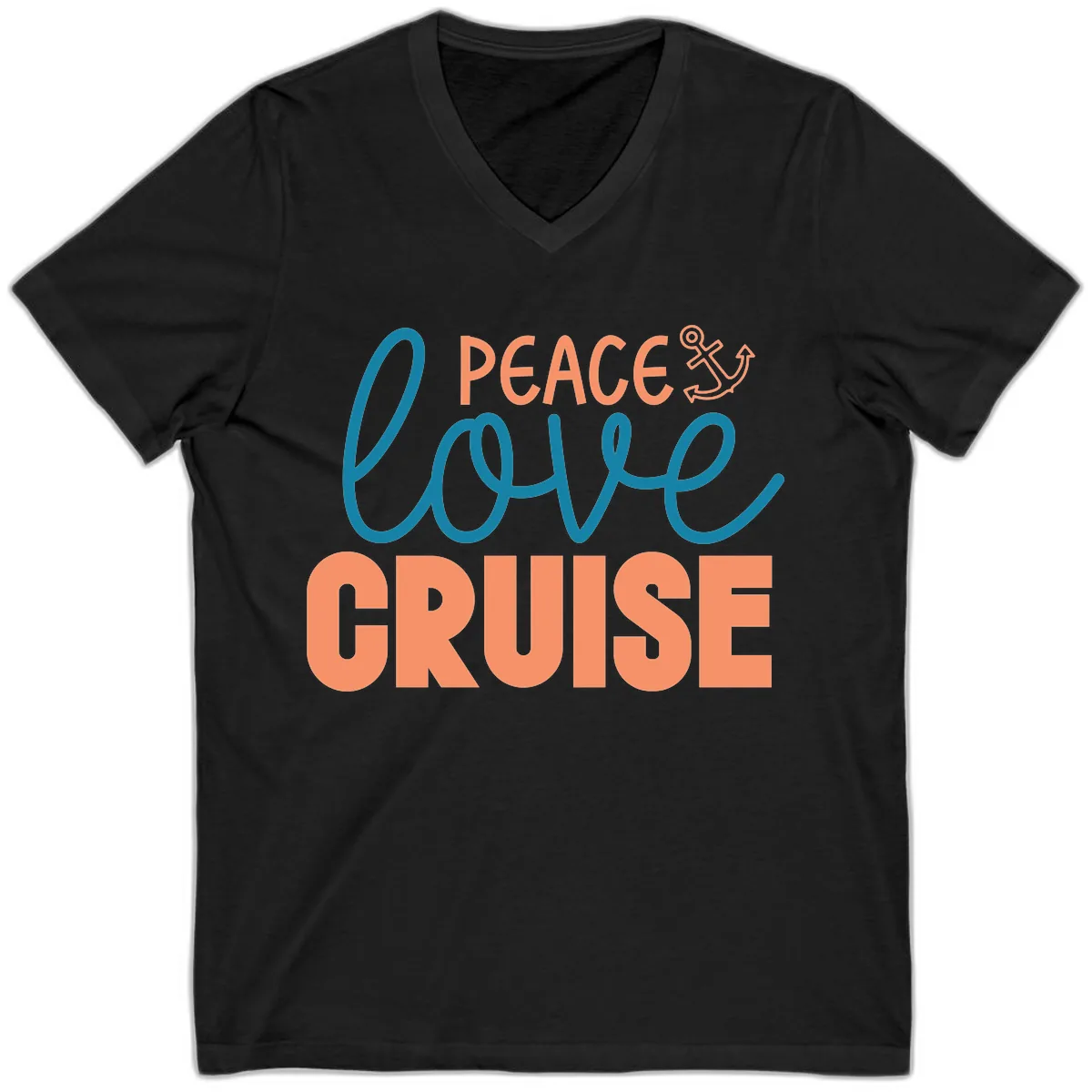 Peace Love Cruise V-Neck in Black
