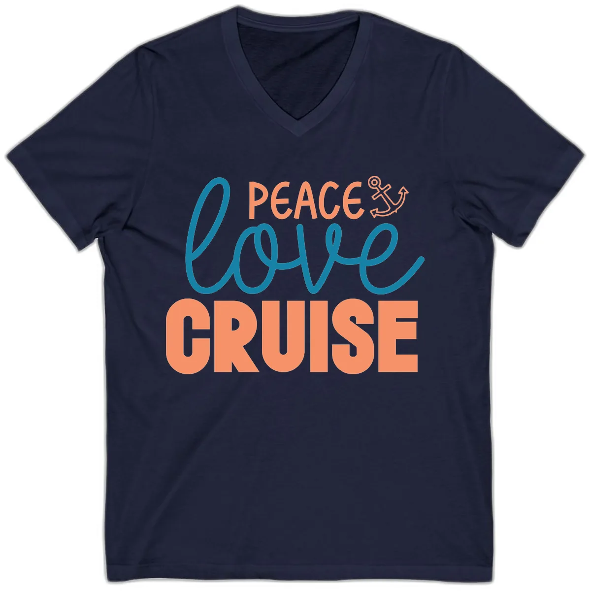Peace Love Cruise V-Neck in Navy
