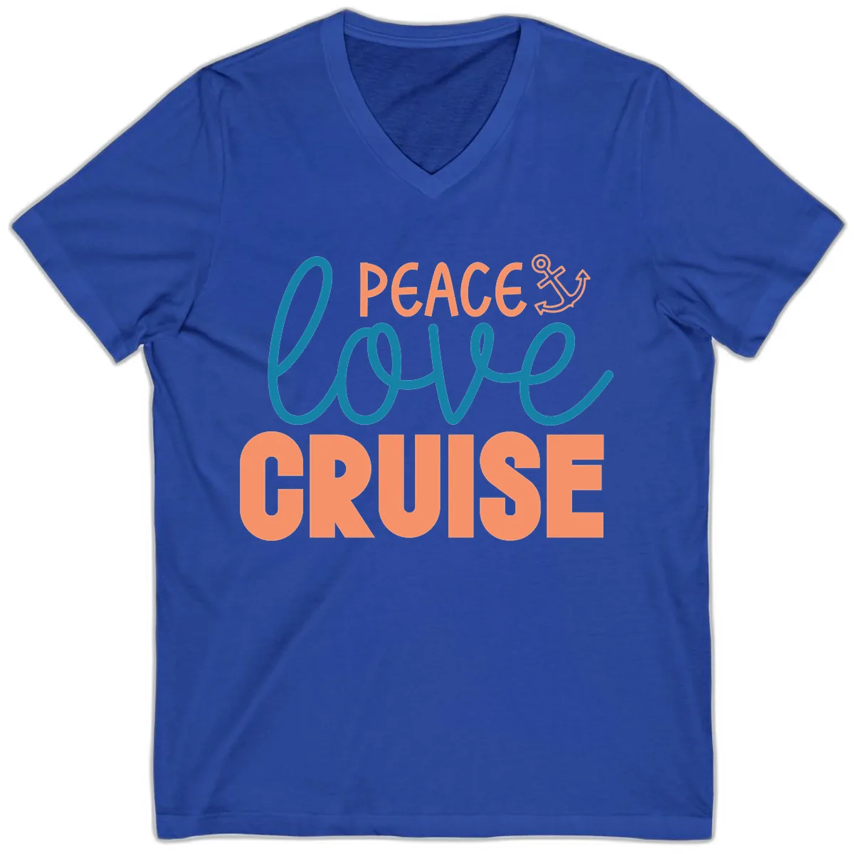 Peace Love Cruise V-Neck in True Royal