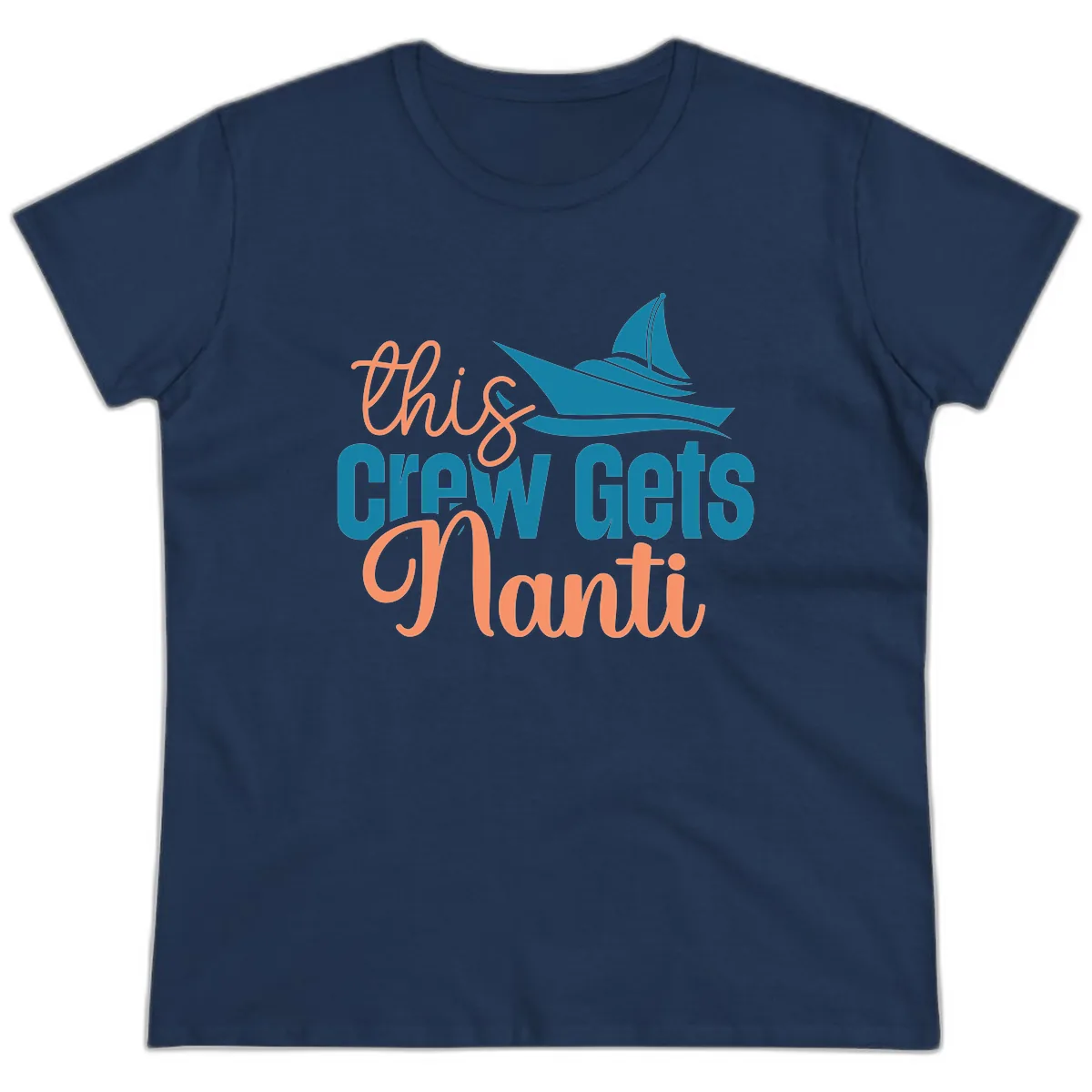 Chill Crew Gets Afloat Ladies Tee in Navy