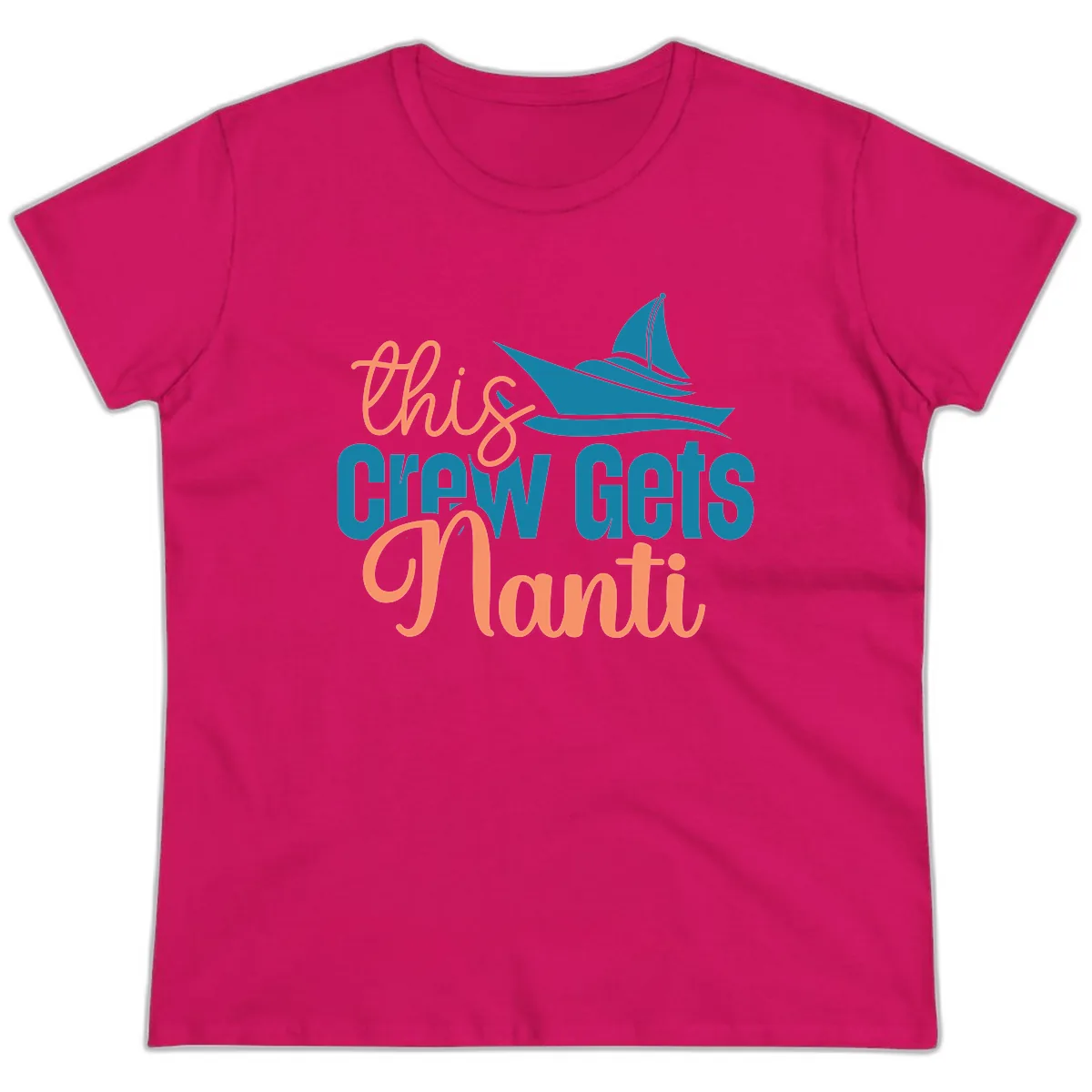 Chill Crew Gets Afloat Ladies Tee in Heliconia