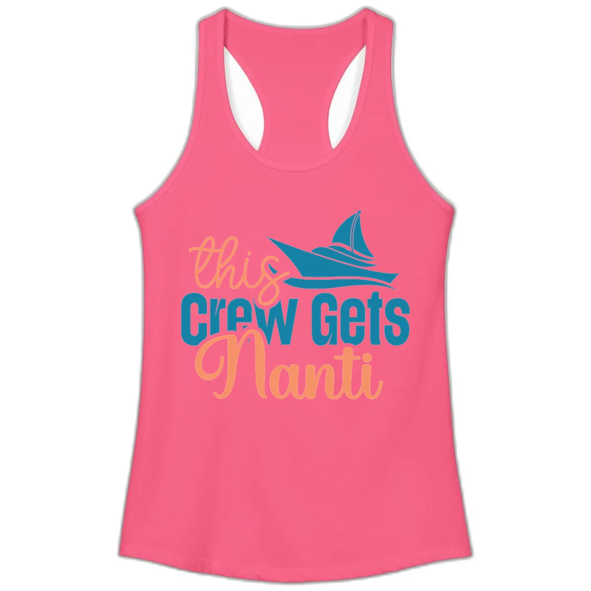Chill Crew Gets Afloat Ladies Tank in Solid Hot Pink