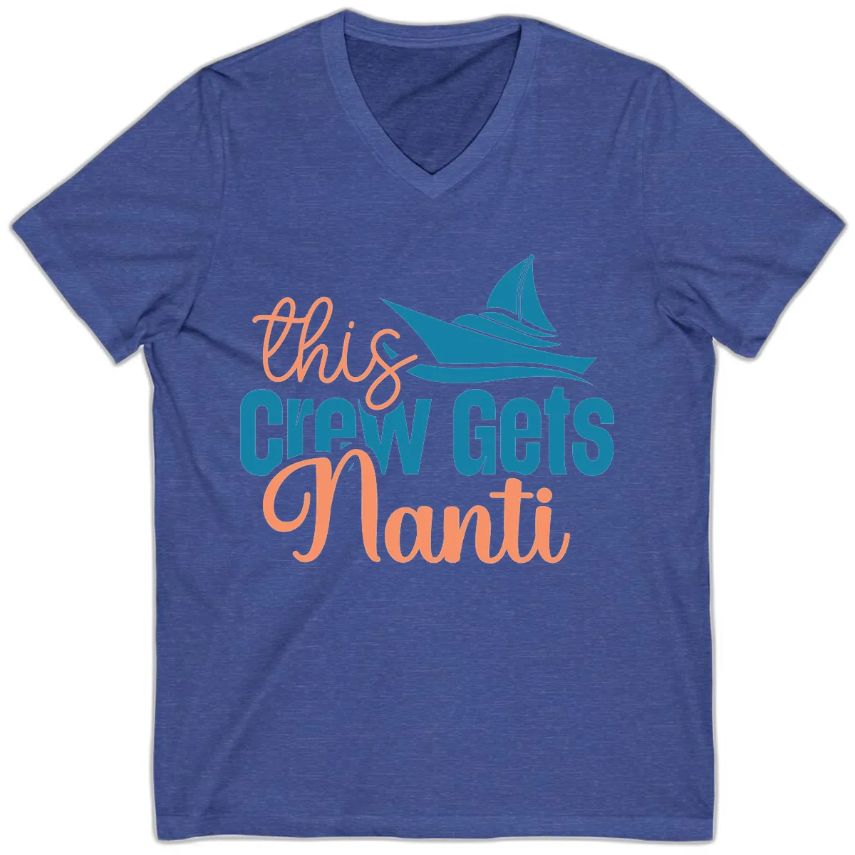 Chill Crew Gets Afloat V-Neck in Heather True Royal