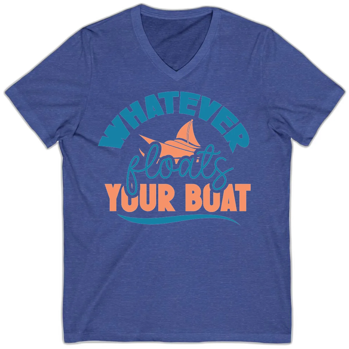 Whatever Floats Your Boat V-Neck in Heather True Royal